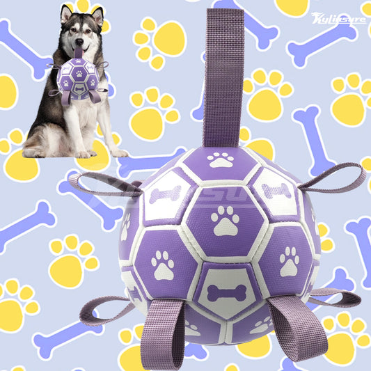 Soccer Ball with Straps, Interactive Dog Toy for Tug of War.