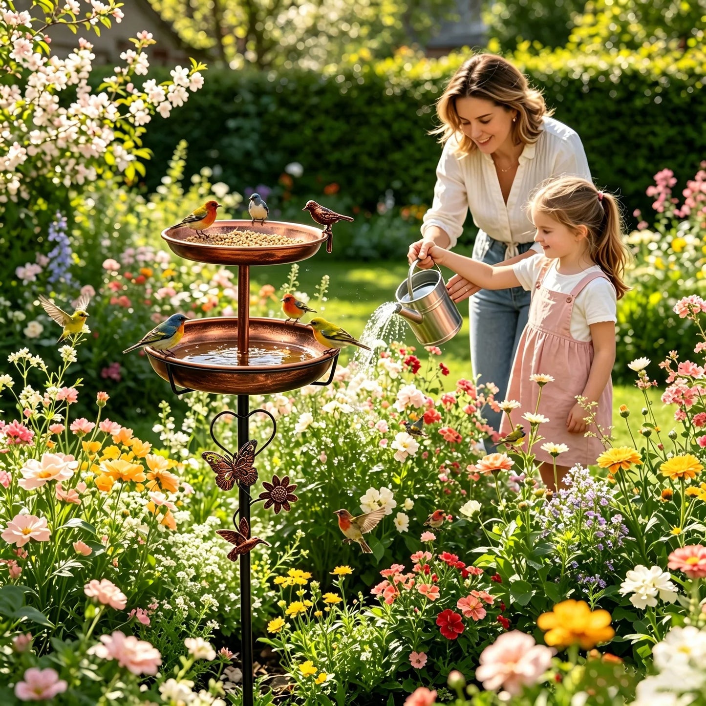 Double‑Layer Bird Bath & Feeder