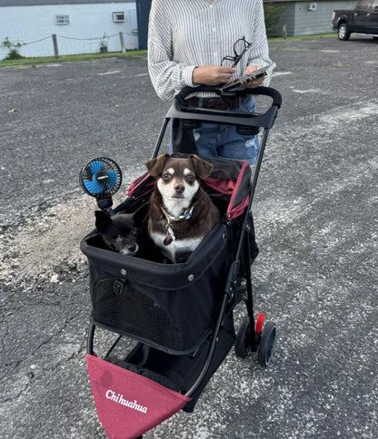 Pet Stroller with Canopy & Storage