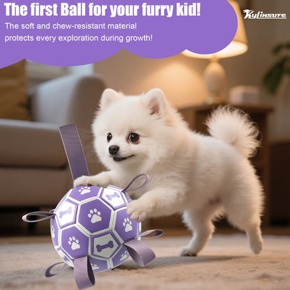Soccer Ball with Straps, Interactive Dog Toy for Tug of War.