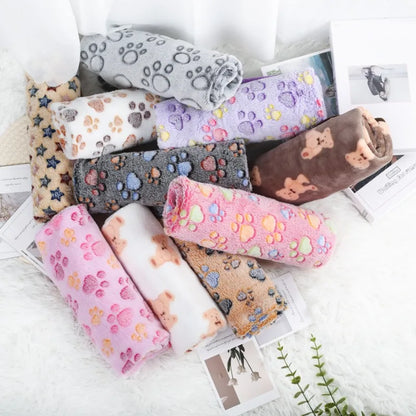 Fluffy Paw‑Print Dog Blanket