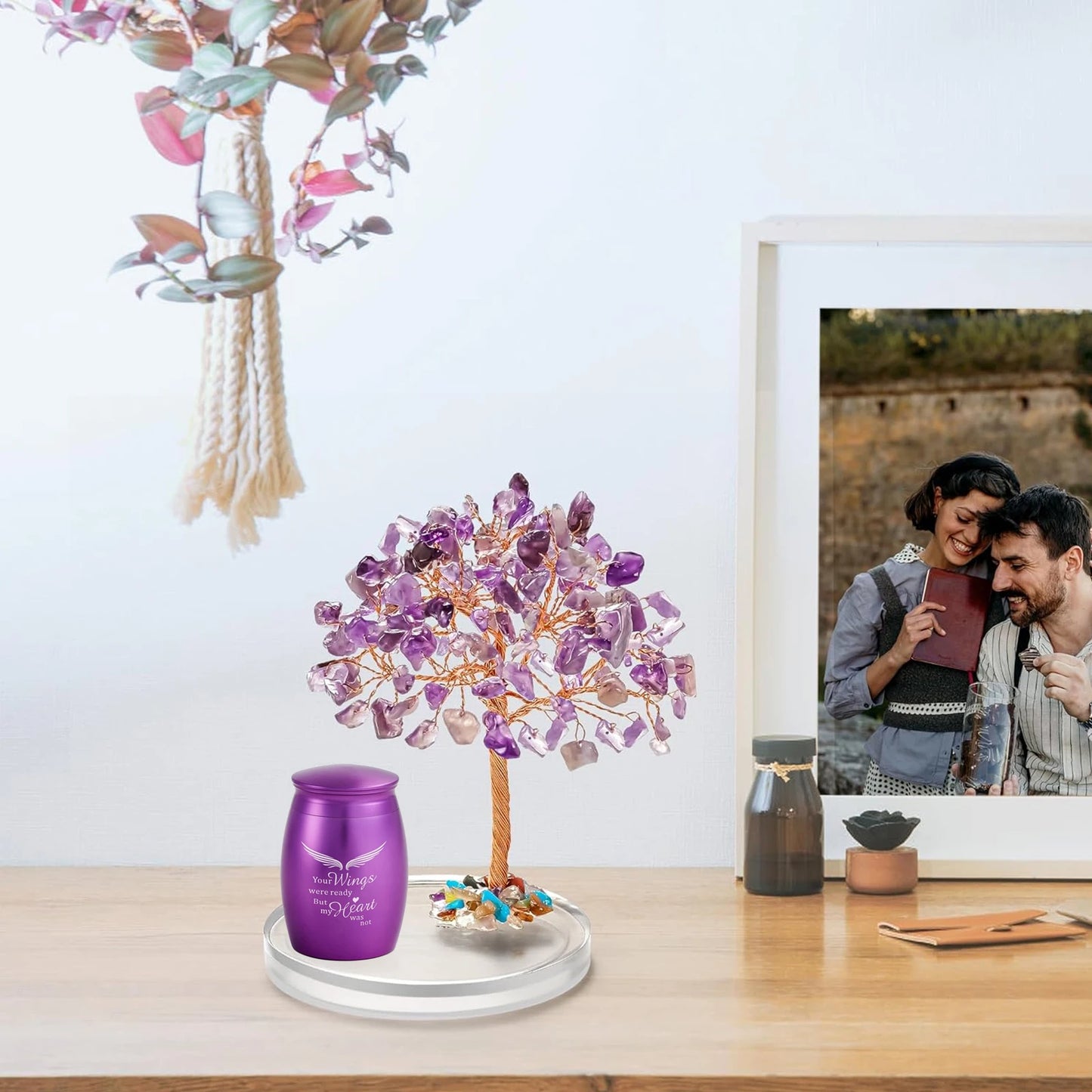 Angel Wings Ashes Urn Set + Amethyst Tree