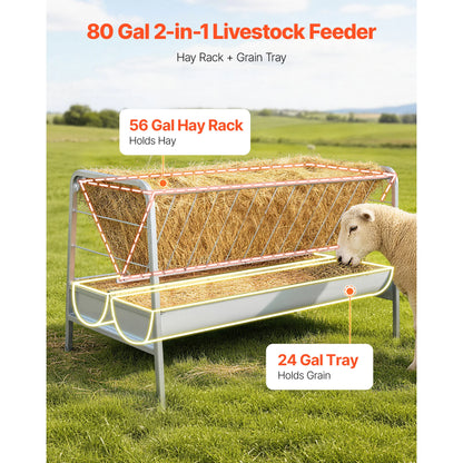 Heavy‑Duty 2‑in‑1 Hay Feeder