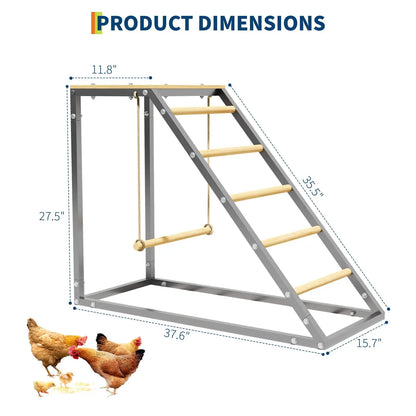 Multi‑Tier Chicken Roost Ladder with Steel Frame & Wooden Perches
