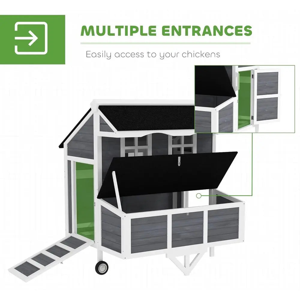 Mobile Chicken Coop with Tray & Perches