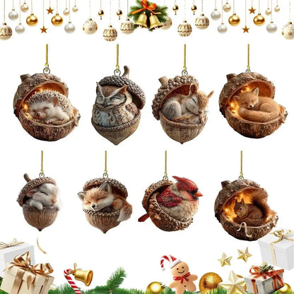 Forest Animal Christmas Decorations for Home Décor 8 Pcs