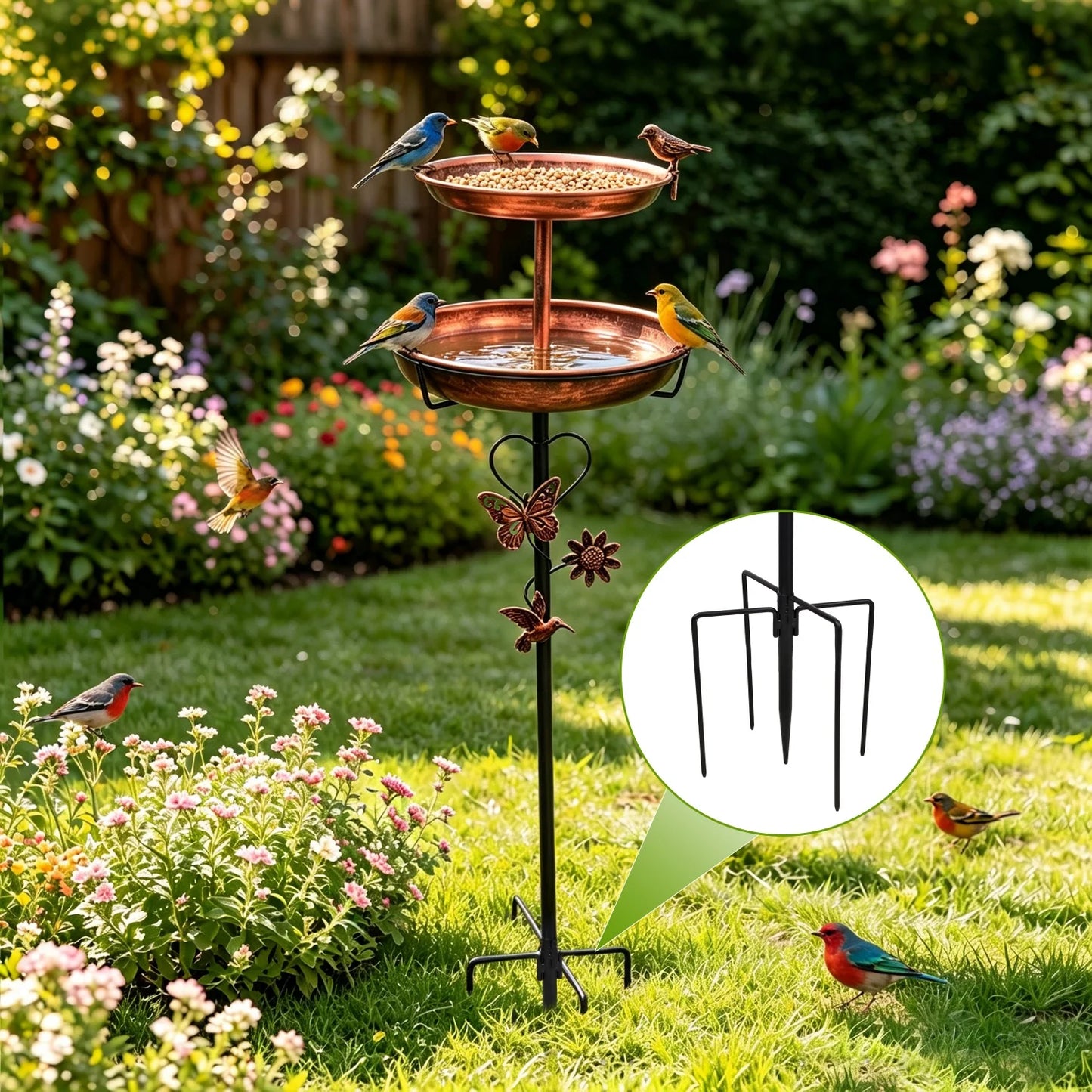 Double‑Layer Bird Bath & Feeder