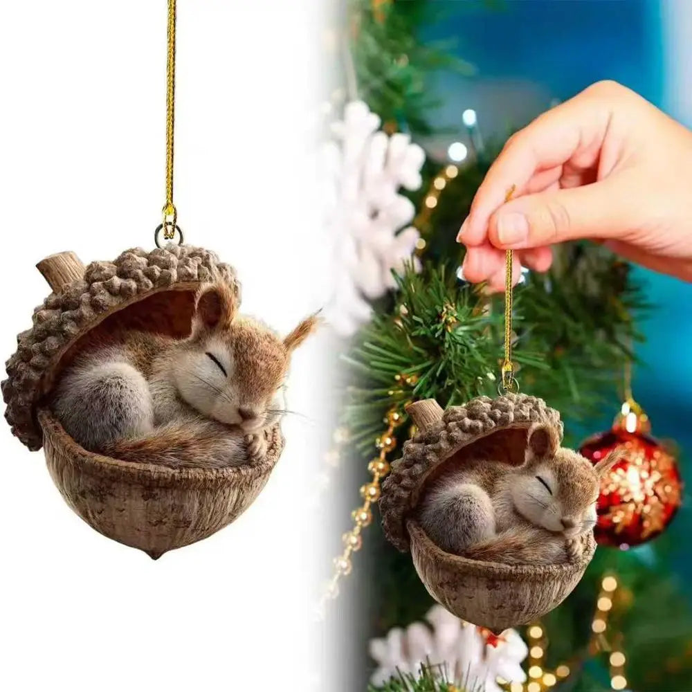 Forest Christmas Ornaments New Pine Cone Animal Decoration