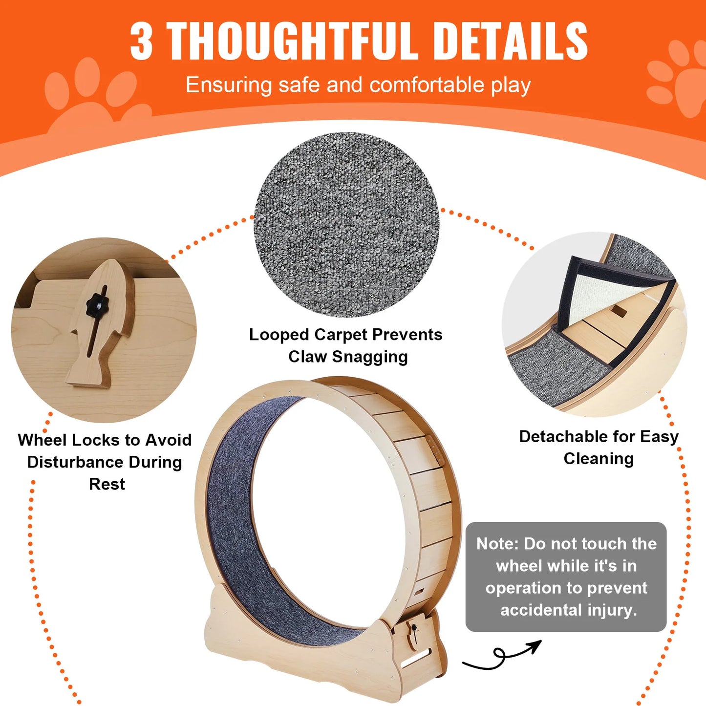 Spin ’n’ Zoom Wooden Cat Wheel | Indoor Kitty Treadmill Fun!