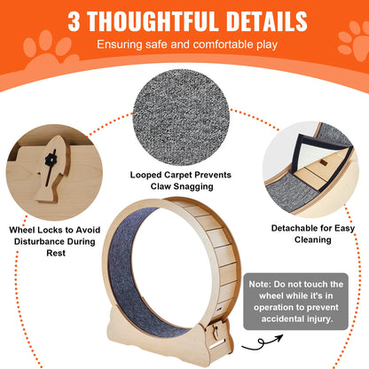 Spin ’n’ Zoom Wooden Cat Wheel | Indoor Kitty Treadmill Fun!