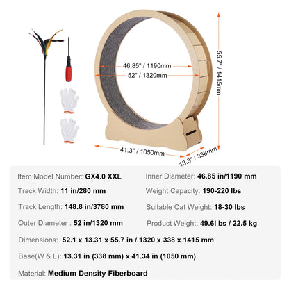 Spin ’n’ Zoom Wooden Cat Wheel | Indoor Kitty Treadmill Fun!