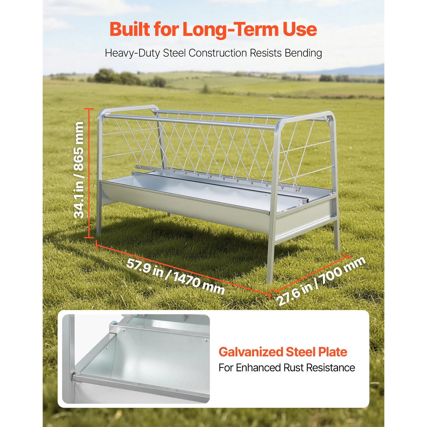 Heavy‑Duty 2‑in‑1 Hay Feeder