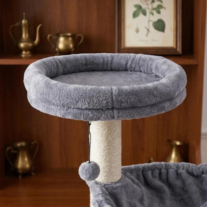 Multi Level Cat Tree Tower with Large Hammock Self Grooming Brush