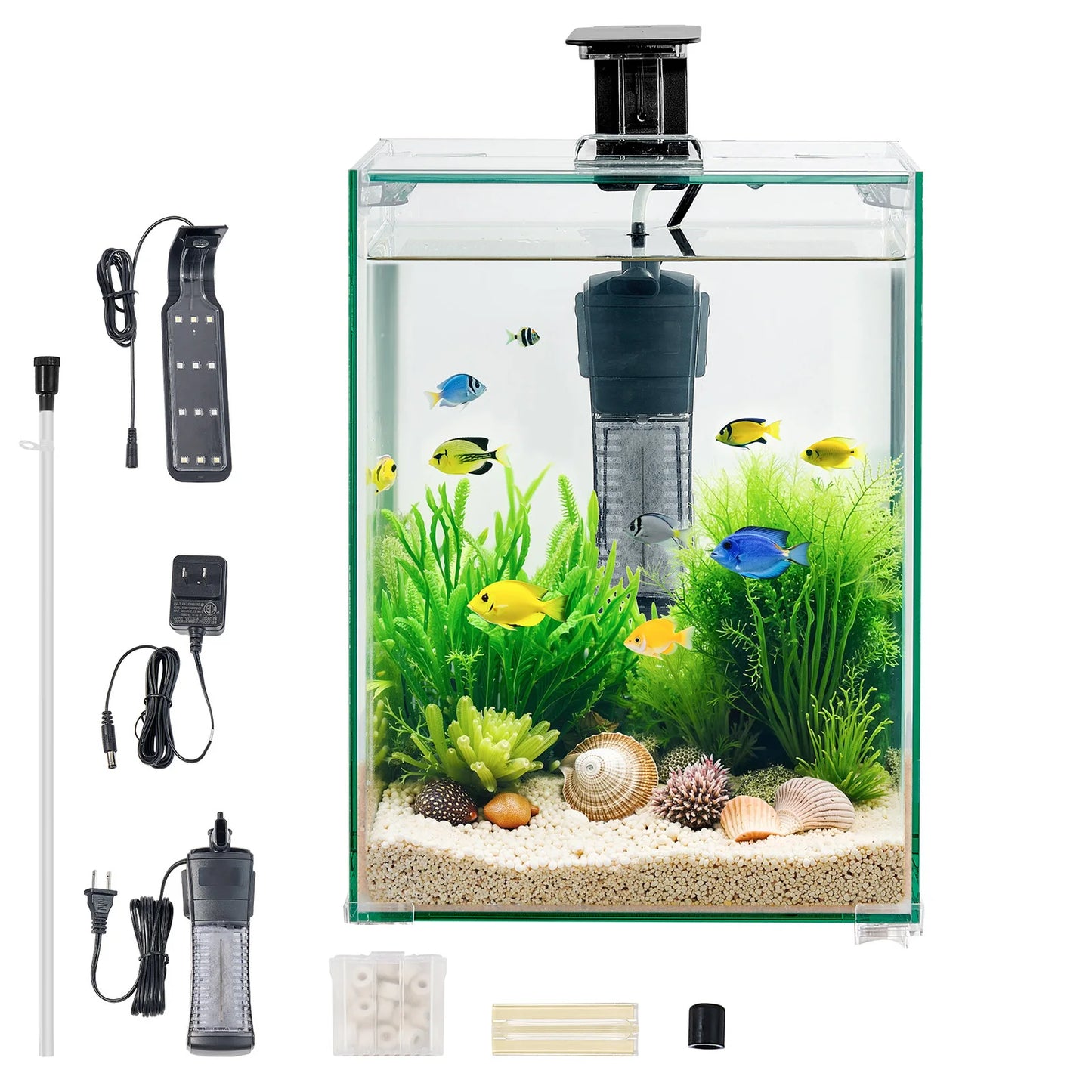Ultra‑Clear Square Fish Tank – Self‑Cleaning Starter Kit