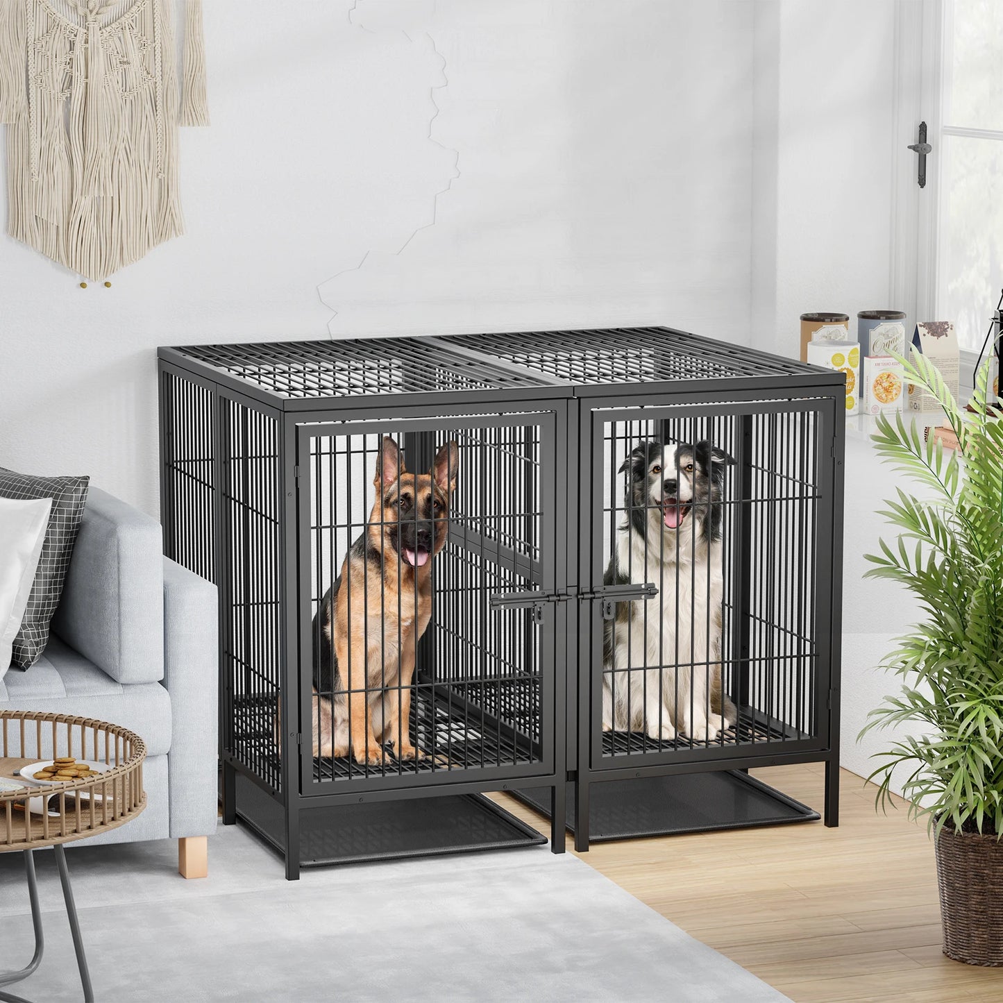 Extra Large Pet Raised Metal Cage with Removable Divider