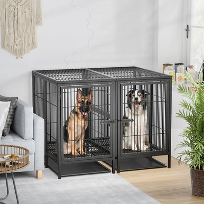Extra Large Pet Raised Metal Cage with Removable Divider