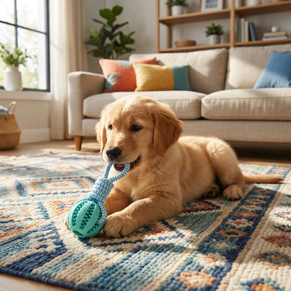 Cotton Rope & Rubber Chew Ball, Treat Dispenser Toy.