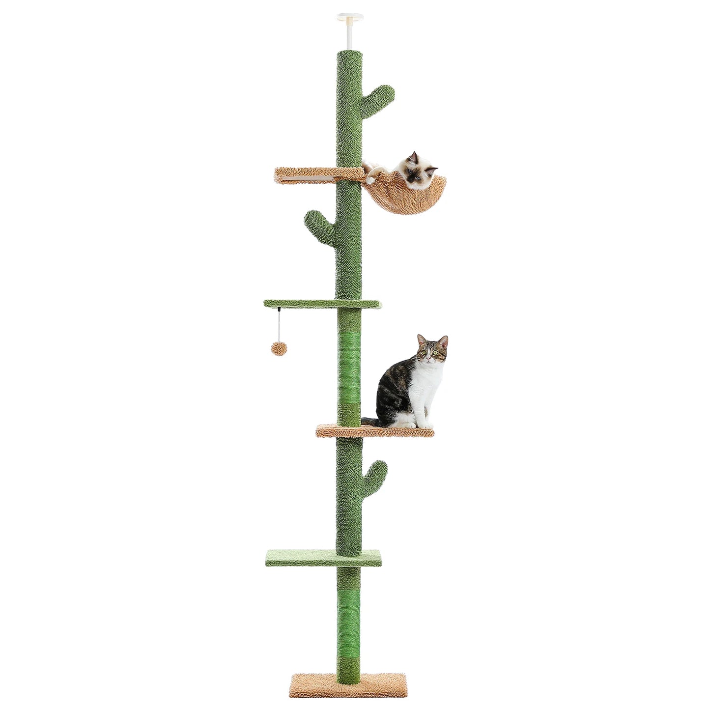 Indoor Cat Tower with Scratching Post, Hammock, Dangling Ball.
